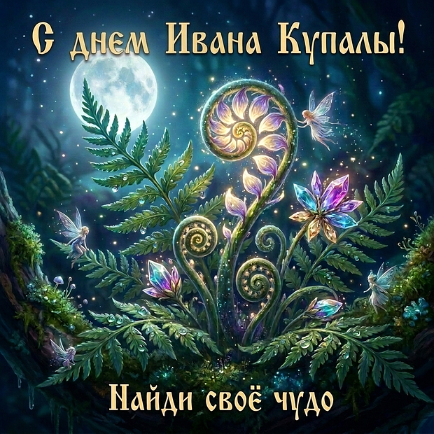Открытка с душевным поздравлением с днем Ивана Купалы
