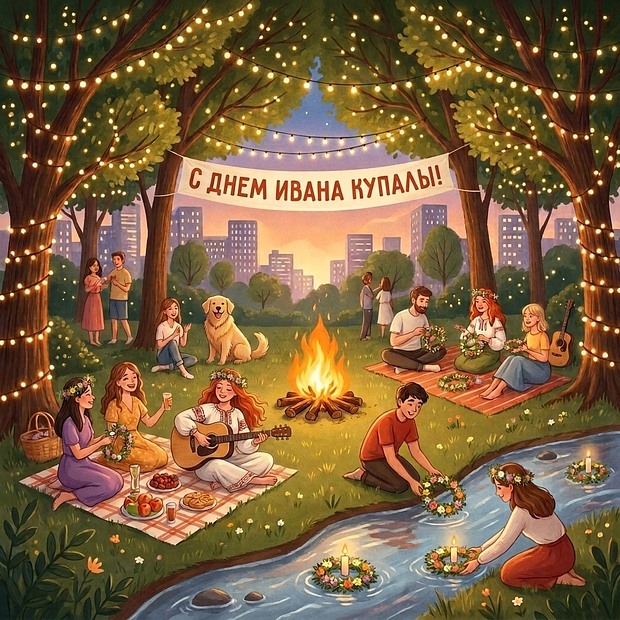 Оригинальная открытка с днем Ивана Купалы
