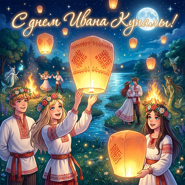 Открытка с днем Ивана Купалы с теплыми словами

