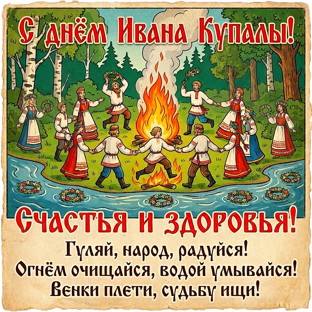 Картинка с поздравлением с днем Ивана Купалы

