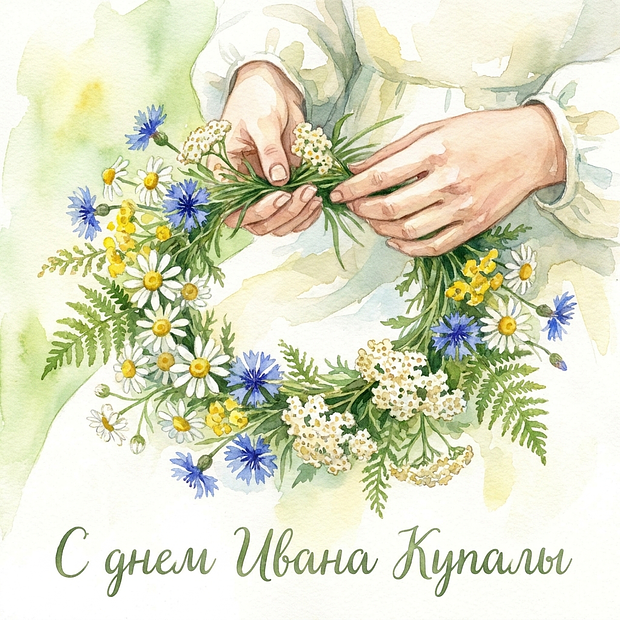 Открытка с душевным поздравлением с днем Ивана Купалы
