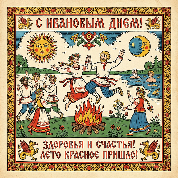 Открытка с днем Ивана Купалы в 2026 году

