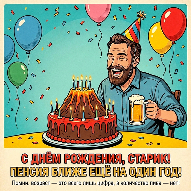 Смешная открытка на день рождения мужчине