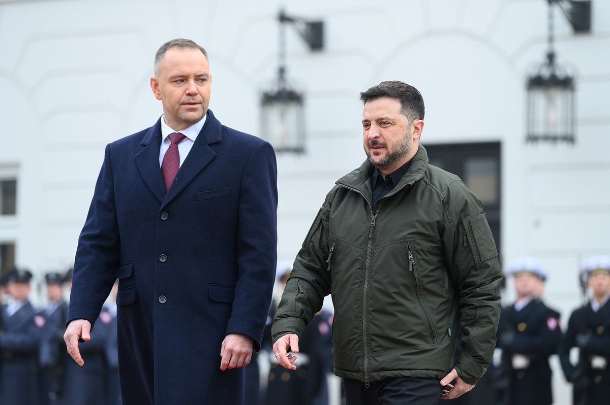 Президент Польши Кароль Навроцкий и президент Украины Владимир Зеленский, Варшава, 19 декабря 2025 года