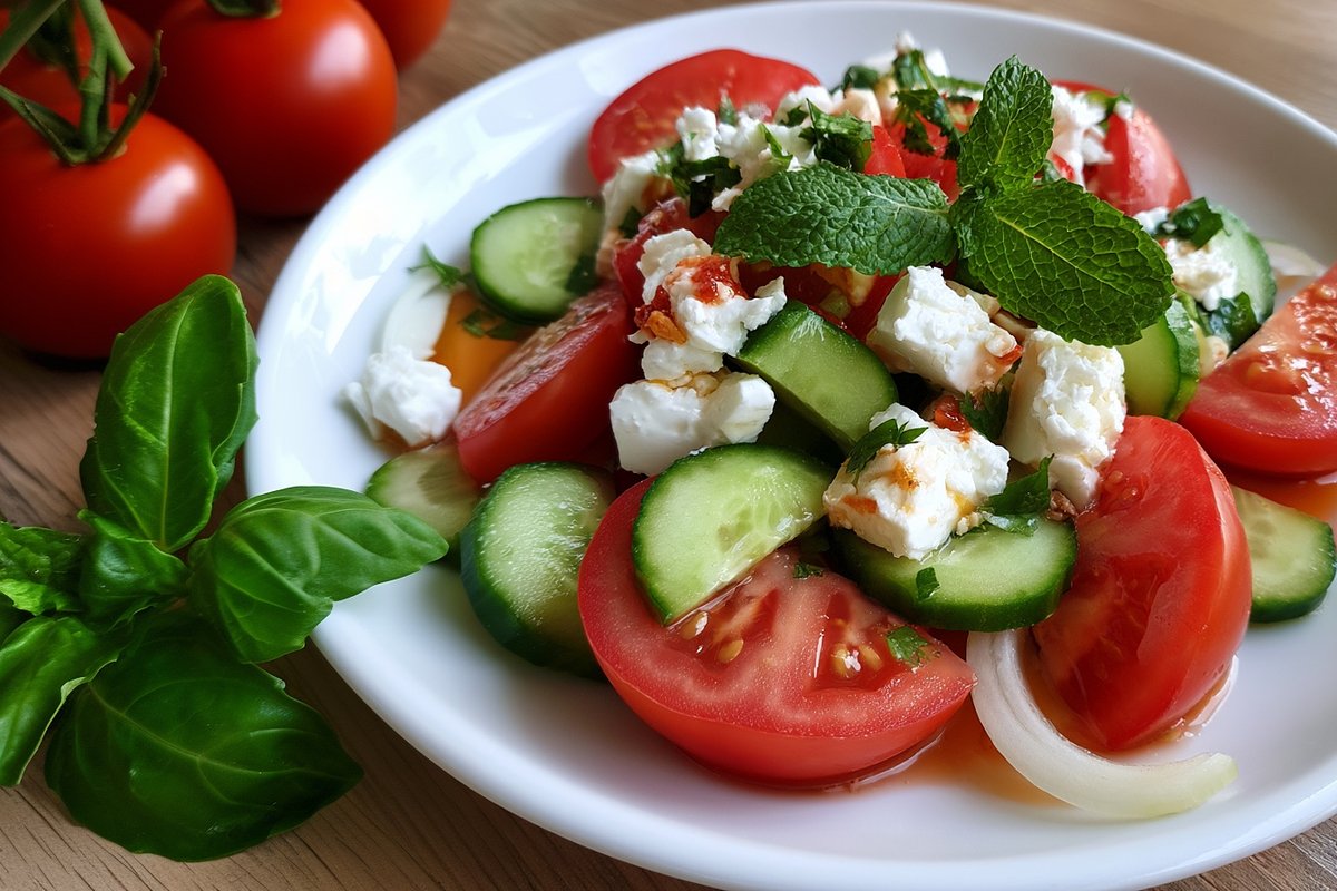 Greek salad with Adygea cheese Image: generated in Midjourney