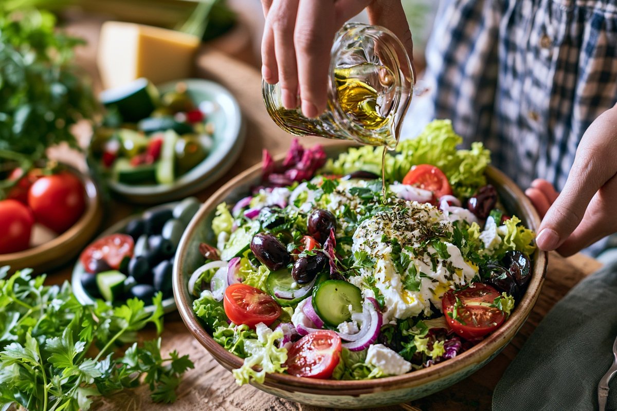 Greek salad with bryndza and cilantro Image: generated in Midjourney