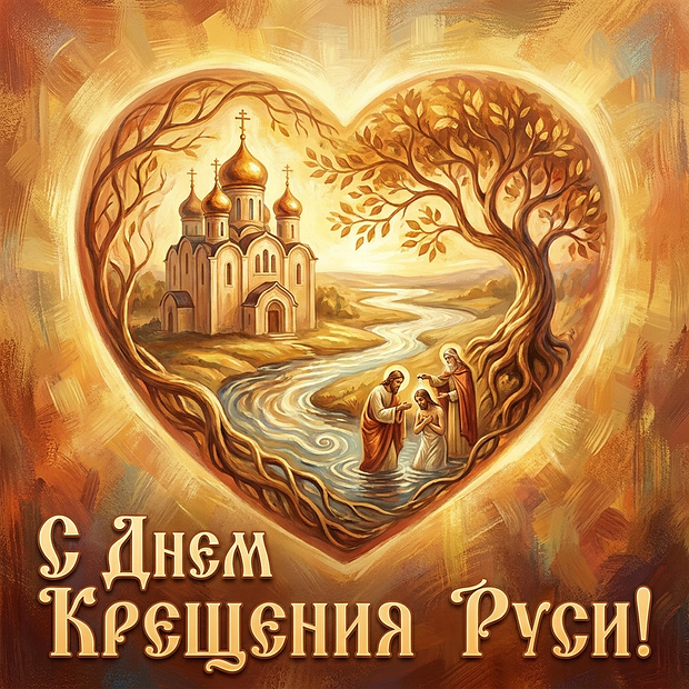 Открытка с пожеланиями на День Крещения Руси
