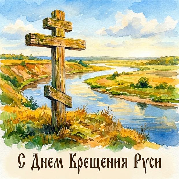 Картинка с пожеланиями на День Крещения Руси

