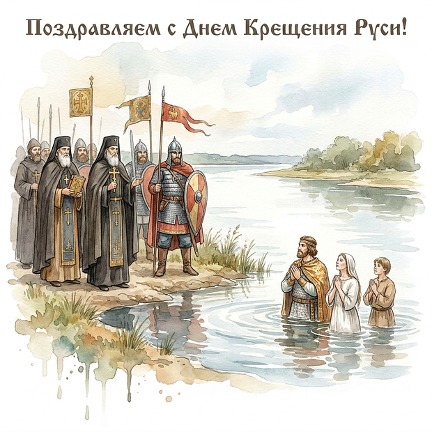 Открытка с пожеланиями на День Крещения Руси
