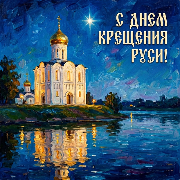 Открытка с пожеланиями на День Крещения Руси
