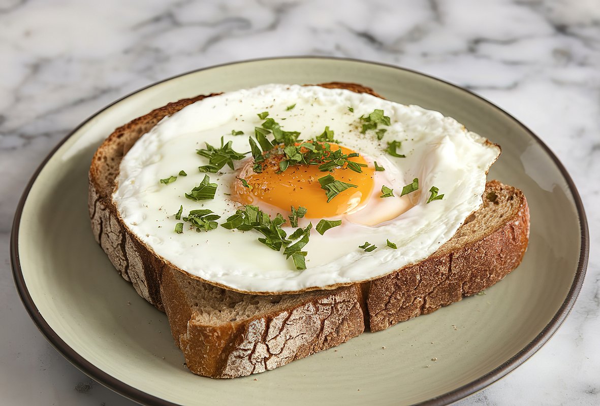 Black bread toast with eggs and onions Photo: virgilbordei / Shutterstock / Fotodom