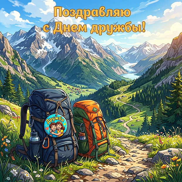 Открытка на День дружбы с теплыми словами
