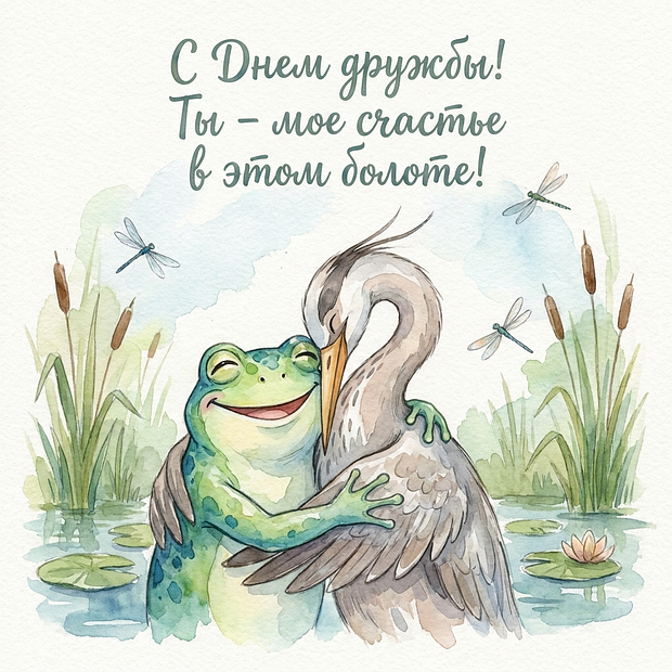 Забавная открытка с Днем дружбы
