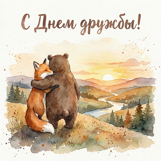 Картинка с поздравлением на День дружбы
