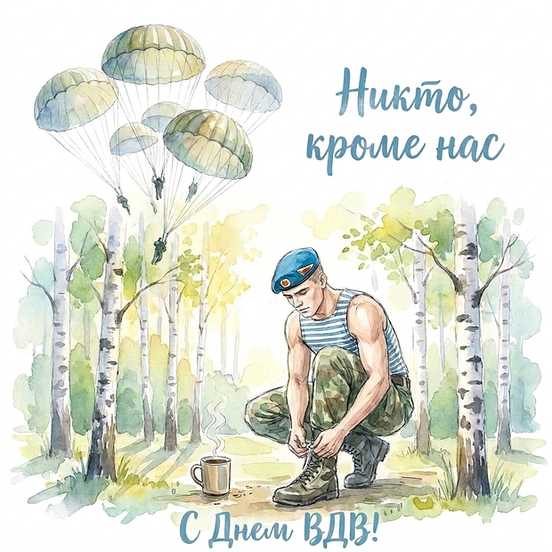 Открытка на День ВДВ с теплыми словами