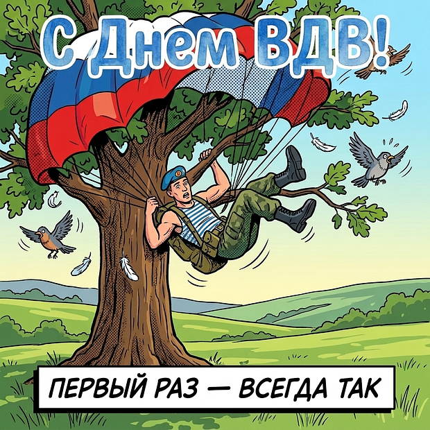 Прикольная открытка с Днем ВДВ