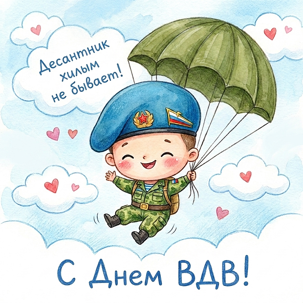 Забавная открытка с Днем ВДВ