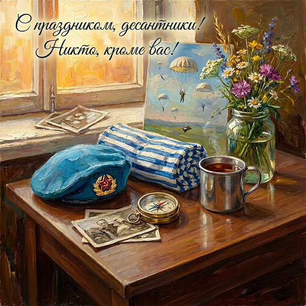 Открытка на День ВДВ с теплыми пожеланиями