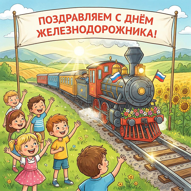 Картинка с поздравлением на День железнодорожника