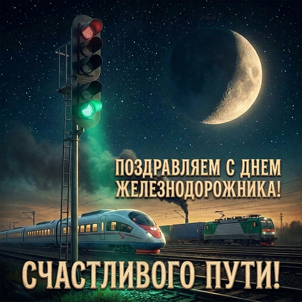 Картинка с поздравлением на День железнодорожника