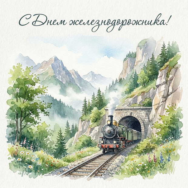 Открытка на День железнодорожника с теплыми словами