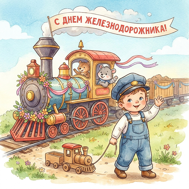Оригинальная открытка на День железнодорожника