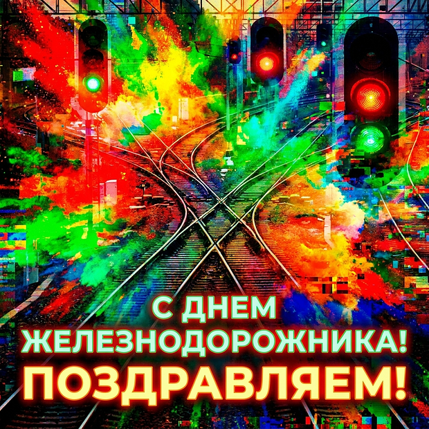 Открытка с поздравлением с Днем железнодорожника