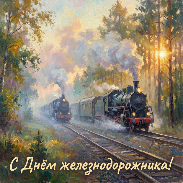 Картинка с поздравлением на День железнодорожника