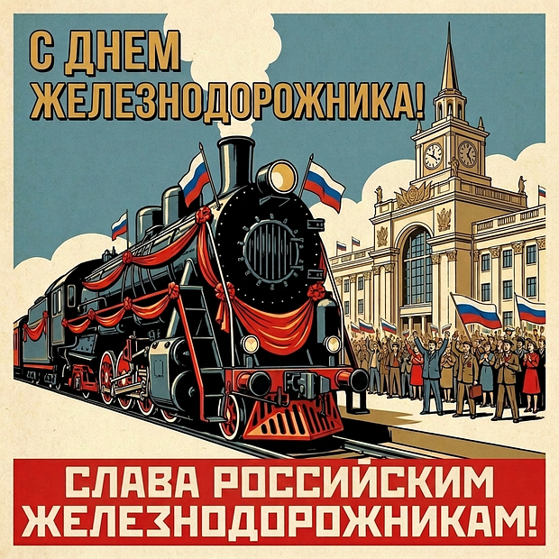 Красивая открытка на День железнодорожника