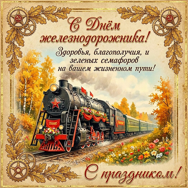 Картинка с поздравлением на День железнодорожника