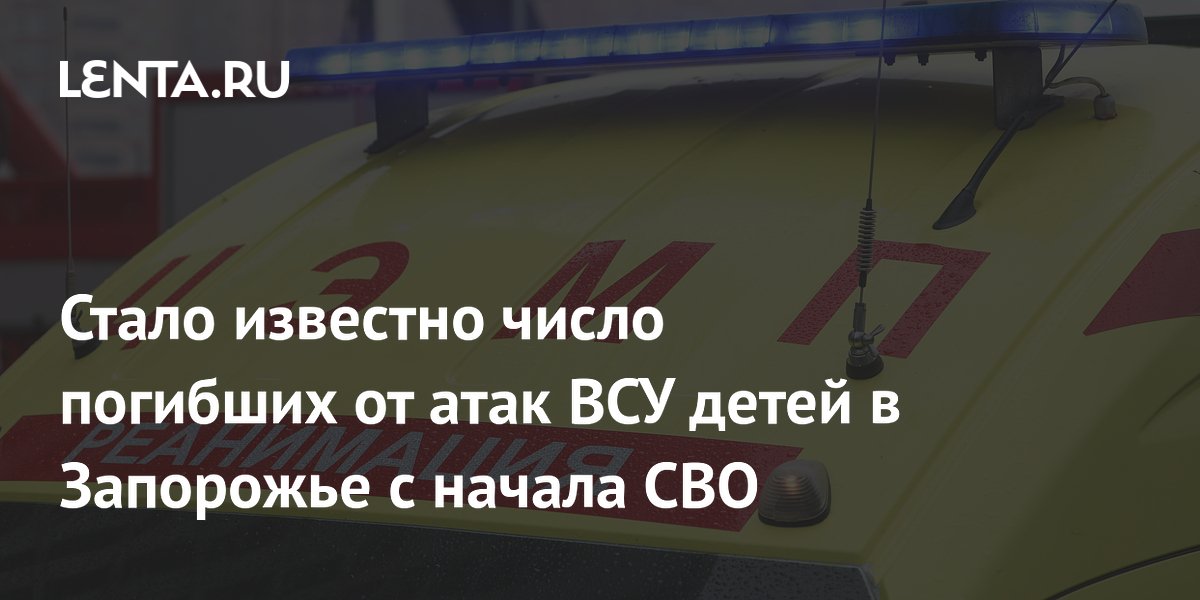 Стало известно число погибших от атак ВСУ детей в Запорожье с начала СВО