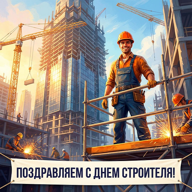 Открытка на День строителя

