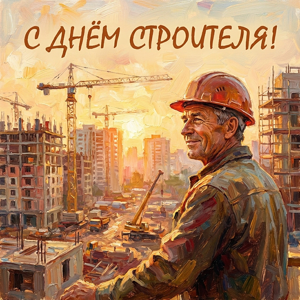 Открытка на День строителя с теплыми словами
