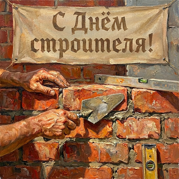Открытка на День строителя с теплыми пожеланиями