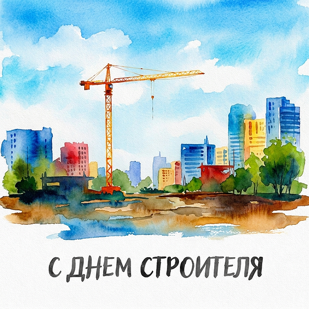 Открытка на День строителя
