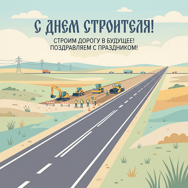 Открытка на День строителя с теплыми словами
