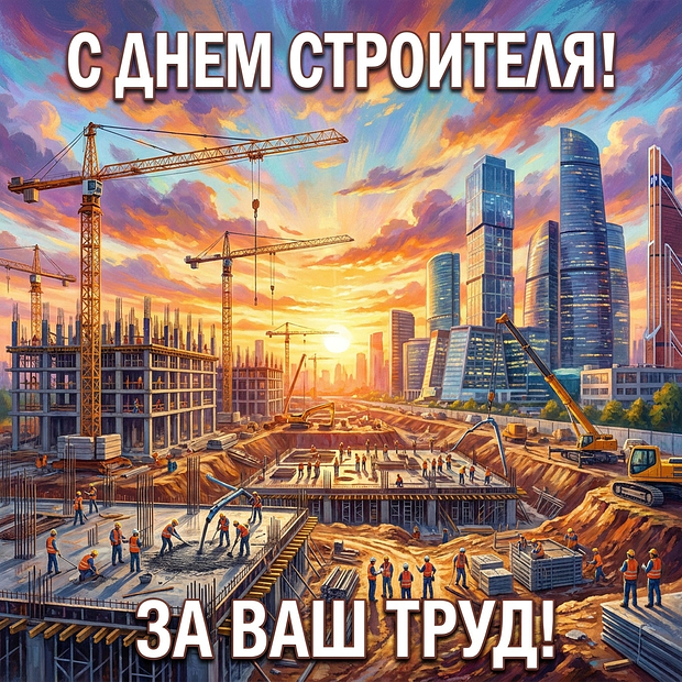 Скачать открытку с Днем строителя

