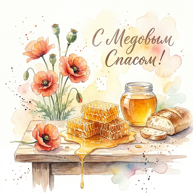Красивая картинка с Медовым Спасом
