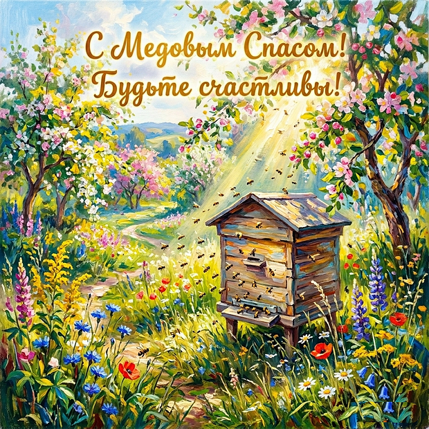 Открытка с Медовым Спасом

