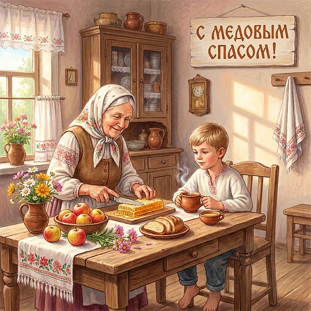 Красивая картинка с Медовым Спасом
