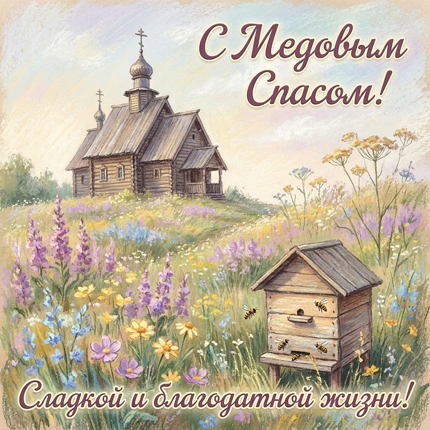 Открытка с Медовым Спасом
