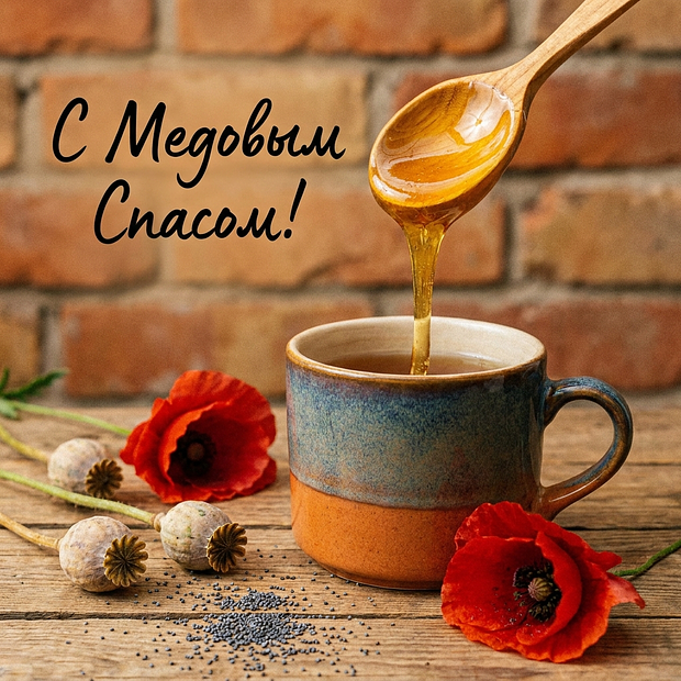 Красивая открытка с Медовым Спасом
