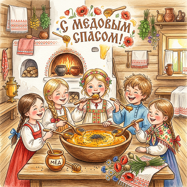 Скачать бесплатно открытку с Медовым Спасом

