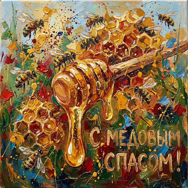 Открытка с Медовым Спасом

