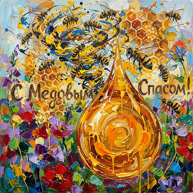 Красивая открытка с Медовым Спасом
