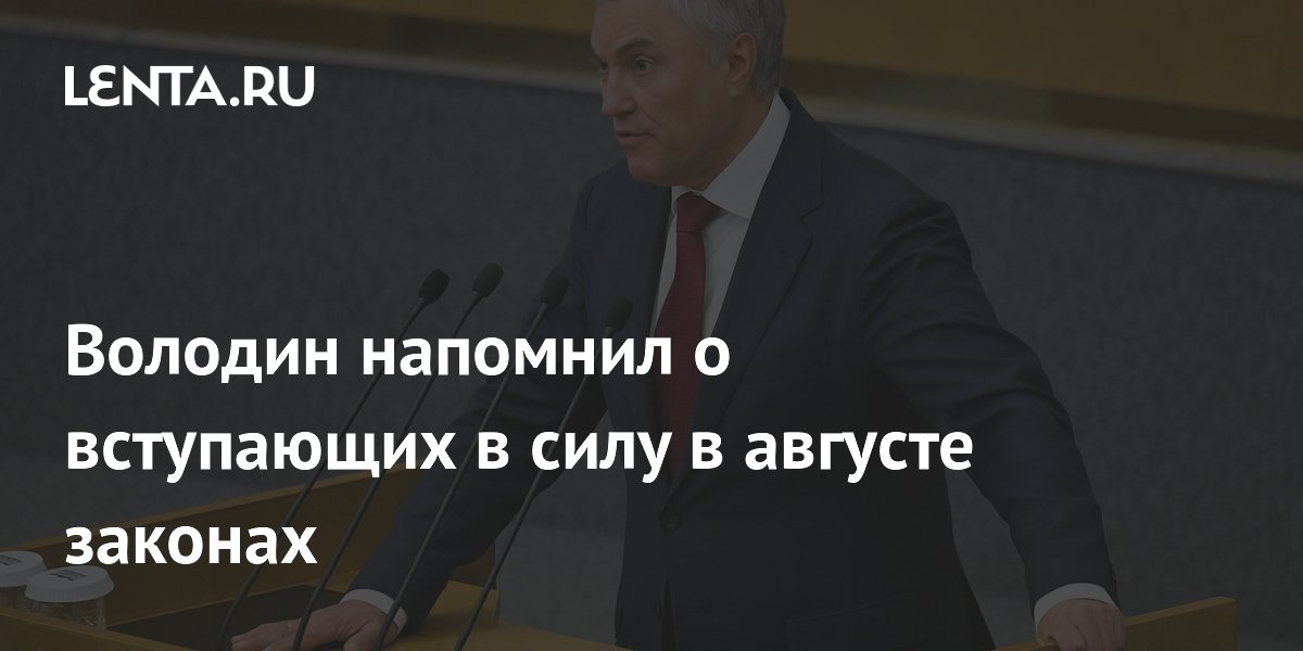 Володин напомнил о вступающих в силу в августе законах