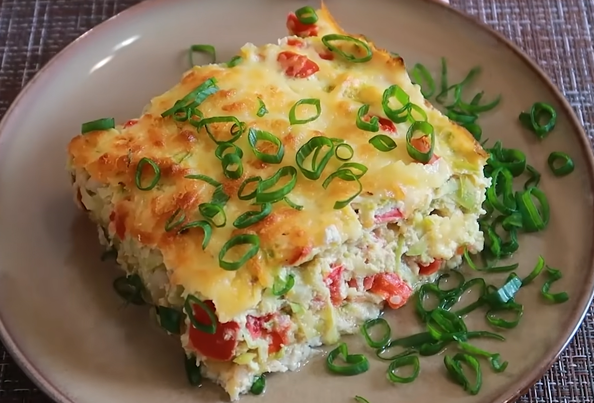 Рецепт запеканки из кабачков с ветчиной и сыром