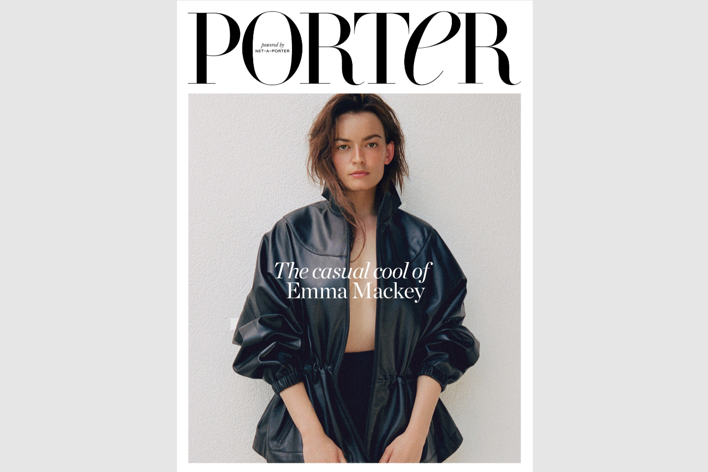 Emma Mackey Poses for Porter Cover in a Leather Jacket