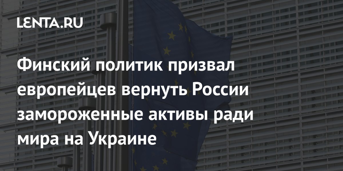 Финский политик призвал европейцев вернуть России замороженные активы ради мира на Украине
