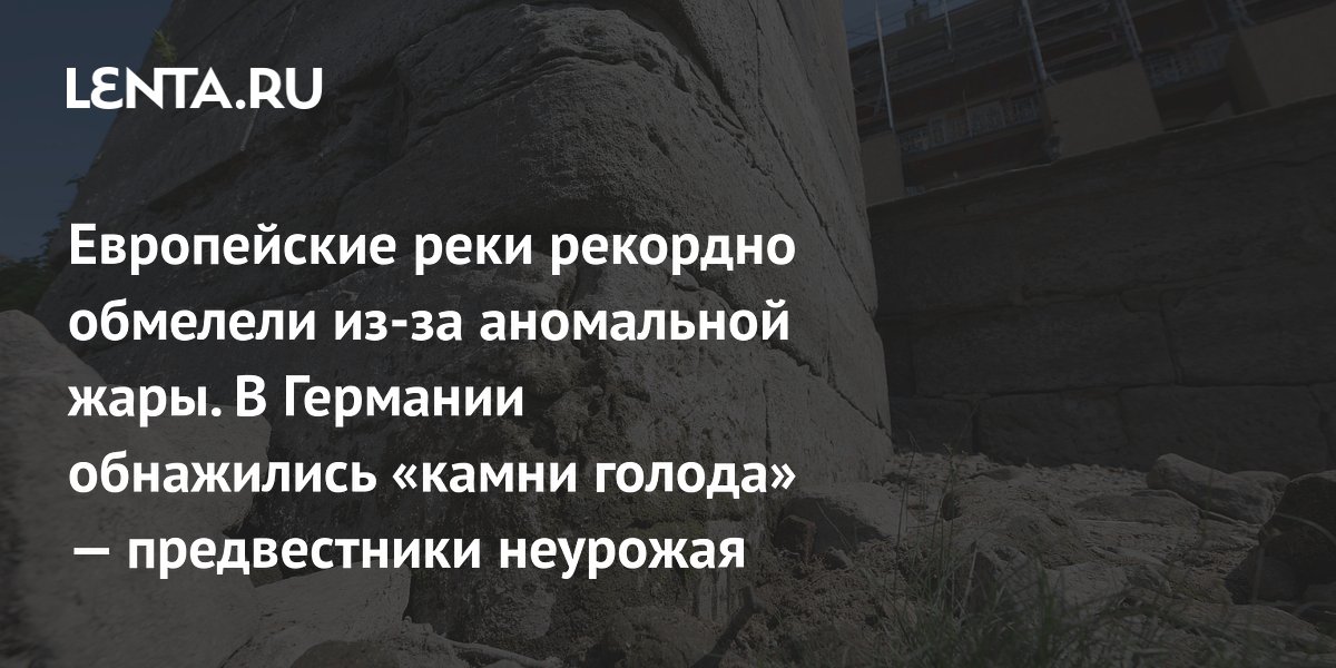Европейские реки рекордно обмелели из-за аномальной жары. В Германии обнажились «камни голода» — предвестники неурожая